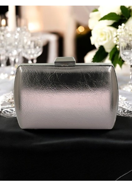 Antrasit Gri Platin Kırışık Cilt Deri Metalik Renk Zincir Askılı Abiye Çanta Düğün Nişan Mezuniyet fiyatları