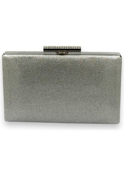 Gümüş Kumsim Üzeri Silikon Kaplamalı Taşlı Kasalı Ithal Abiye Çanta Gece Çantası Düğün Nişan Kına