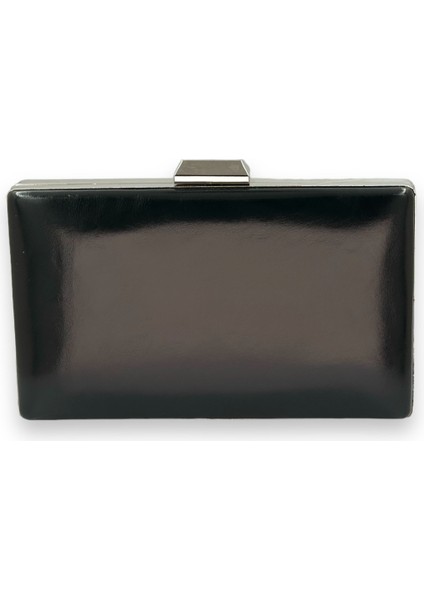 Siyah Renk Cilt Deri Mat Deri Abiye Çanta Gece Çantası Düğün Nişan Kına