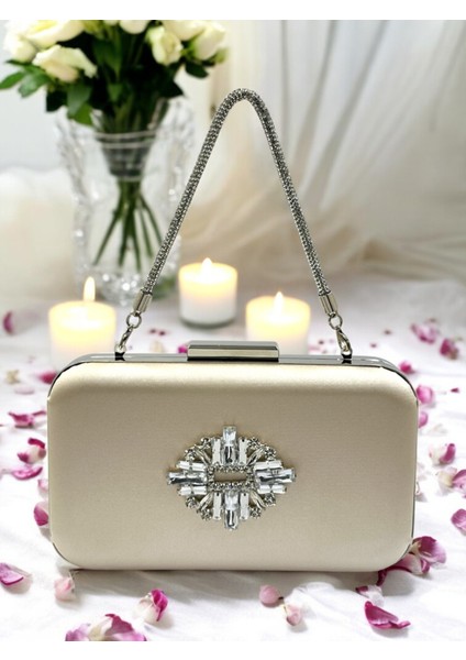 Ten Renk Saten Taşlı Saplı Kadın Abiye Çanta Düğün Nişan Mezuniyet fiyatları