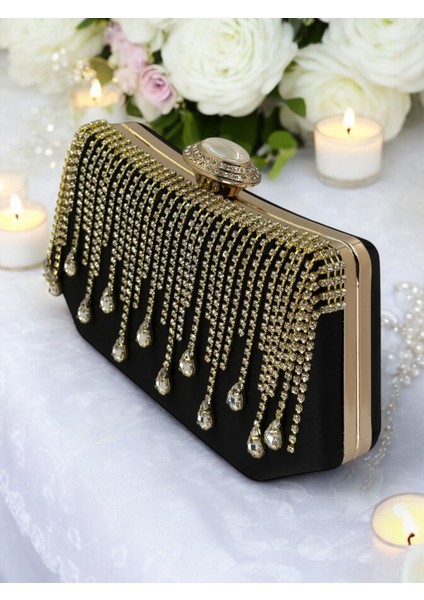 Siyah Saten Kadın Abiye Çanta Düğün Nişan fırsatları