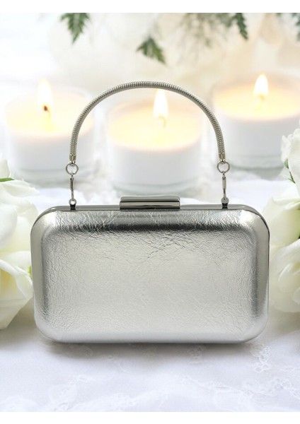Gümüş Gri Lame Kırışık Cilt Deri Metalik Renk Zincir Askılı Abiye Çanta Düğün Nişan Mezuniyet fiyatları