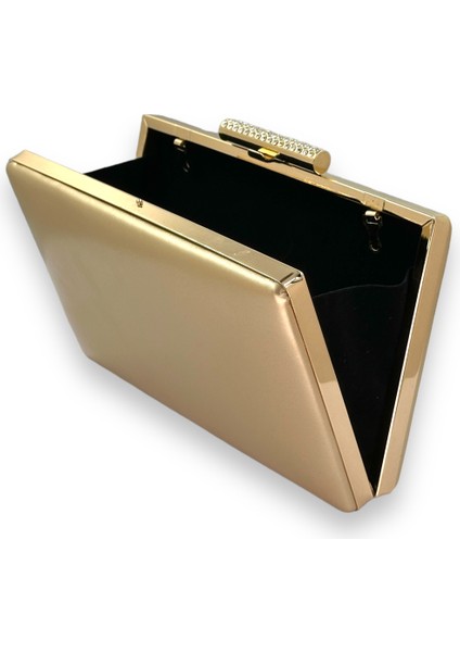 Altın Gold Dore Renk Cilt Deri Mat Deri Metal Saplı Abiye Çanta Gece Çantası Düğün Nişan Kına modelleri