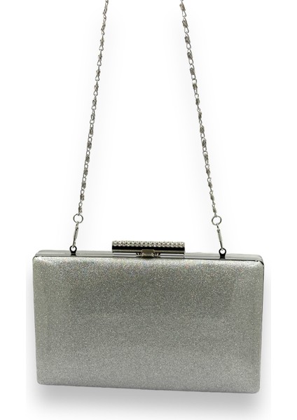 Gümüş Kumsim Üzeri Silikon Kaplamalı Saplı Kulplu Ithal Abiye Çanta Gece Çantası Düğün Nişan Kına fırsatları