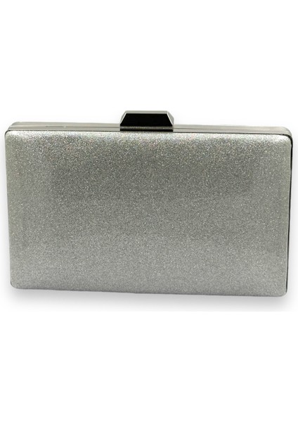 Gümüş Kumsim Üzeri Silikon Kaplamalı Ithal Abiye Çanta Gece Çantası Düğün Nişan Kına