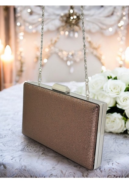 Bakır Kristal Desenli Mat Deri Metal Saplı Abiye Çanta Gece Çantası Kına Düğün Nişan Çantası modelleri