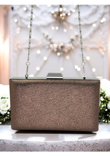 Bakır Kristal Desenli Mat Deri Metal Saplı Abiye Çanta Gece Çantası Kına Düğün Nişan Çantası fırsatları