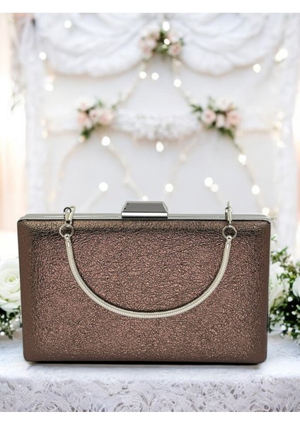Bakır Kristal Desenli Mat Deri Metal Saplı Abiye Çanta Gece Çantası Kına Düğün Nişan Çantası indirimleri