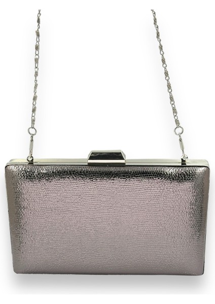 Metalik Antrasit Gri Platin Renk Zincir Askılı Abiye Çanta Düğün Nişan Mezuniyet fırsatları