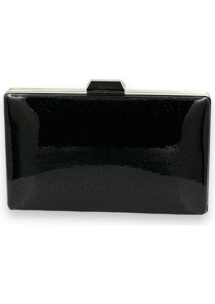 Siyah Kumsim Üzeri Silikon Kaplamalı Ithal Abiye Çanta Gece Çantası Düğün Nişan Kına