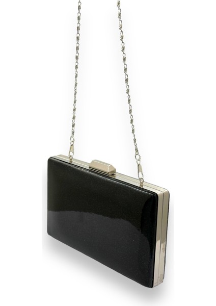 Siyah Kumsim Üzeri Silikon Kaplamalı Ithal Abiye Çanta Gece Çantası Düğün Nişan Kına indirimleri