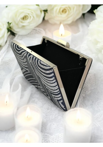 Lacivert Gümüş Renk Kristal Taşlı Metal Taşlı Abiye Çanta Düğün Nişan Kına Mezuniyet modelleri