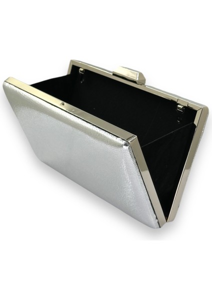 Metalik Gümüş Gri Lame Renk Zincir Askılı Abiye Çanta Düğün Nişan Mezuniyet modelleri