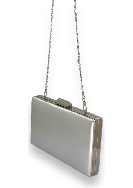 Gümüş Gri Lame Renk Cilt Deri Mat Deri Abiye Çanta Gece Çantası Düğün Nişan Kına indirimleri