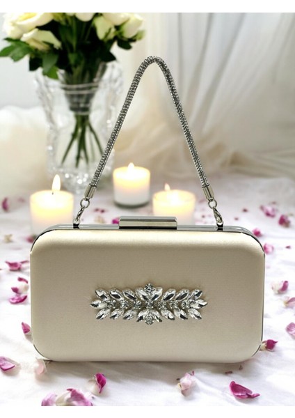 Ten Renk Saten Taşlı Saplı Kadın Abiye Çanta Düğün Nişan Mezuniyet fiyatları