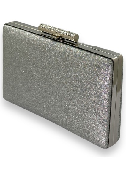 Gümüş Gri Lame Renk Simleri Dökülmeyen Ithal Kumsim Metal Saplı Taşlı Kasalı Abiye Çanta fiyatları