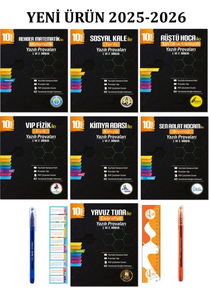 10. Sınıf Yazılı Provaları Seti ve 2 Adet Tükenmez Kalem+Sezgistore Ayraç Cetvelim