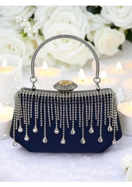 Lacivert Saten Kadın Abiye Çanta Düğün Nişan fiyatları