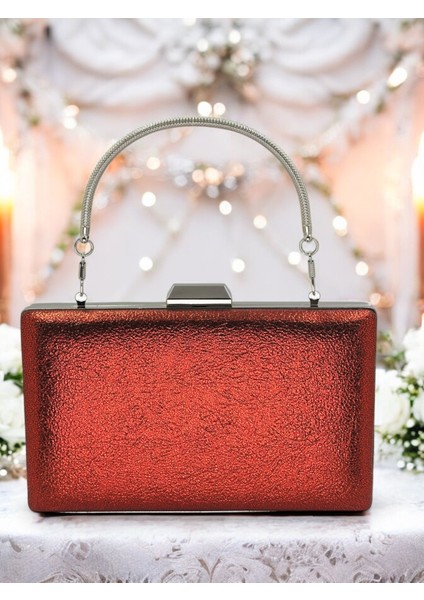 Kırmızı Kristal Desenli Mat Deri Metal Saplı Abiye Çanta Gece Çantası Kına Düğün Nişan Çantası fiyatları