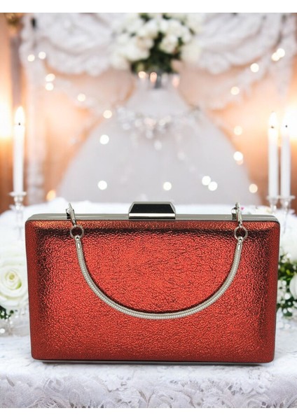 Kırmızı Kristal Desenli Mat Deri Metal Saplı Abiye Çanta Gece Çantası Kına Düğün Nişan Çantası indirimleri