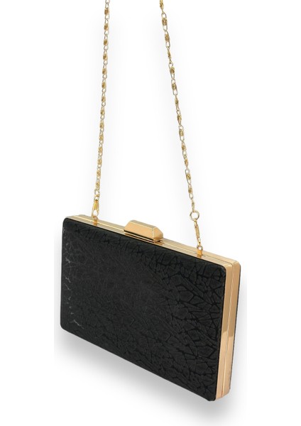 Siyah Renk Lazer Desenli Abiye Çanta Gece Çantası Düğün Nişan Nikah Portföy indirimleri