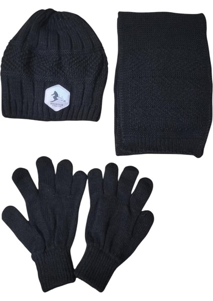 Kitti 9-15 Yaş Erkek Çocuk Içi Polarlı Atkı Bere Eldiven 3'lü Takım