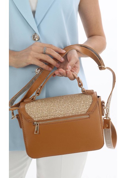 ,kilit Detaylı, Hasır Nakışlı,günlük ,şık, camel bayan Çapraz Çantası fırsatları