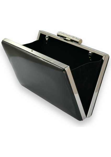 Siyah Renk Cilt Deri Mat Deri Abiye Çanta Gece Çantası Düğün Nişan Kına modelleri