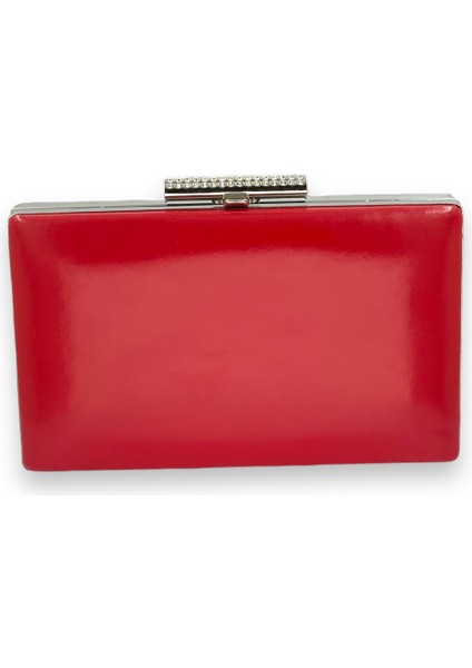 Kırmızı Renk Cilt Deri Mat Deri Abiye Çanta Gece Çantası Düğün Nişan Kına