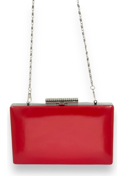 Kırmızı Renk Cilt Deri Mat Deri Abiye Çanta Gece Çantası Düğün Nişan Kına fırsatları