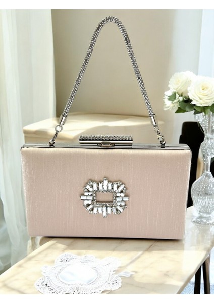 Ten Nude Taşlı Saplı Renk El Izi Yapmayan Simli Saten Kristal Taşlı Kadın Abiye Çanta Düğün Nişan fiyatları