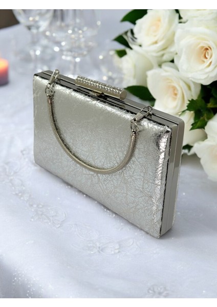 Gümüş Gri Lame Renk Detaylı Orta Boy Abiye Çanta fiyatları