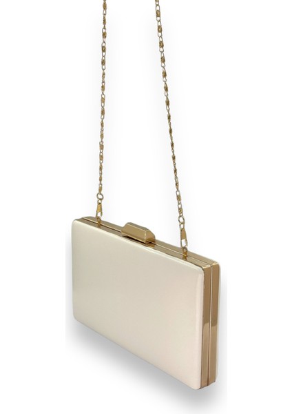 Bej Renk Cilt Deri Mat Deri Metal Saplı Abiye Çanta Gece Çantası Düğün Nişan Kına indirimleri