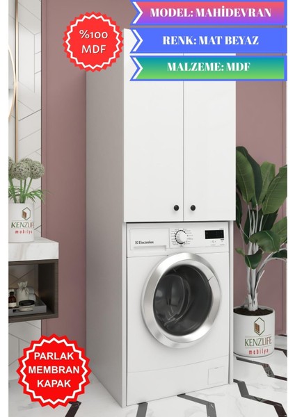 Kenzlife Membran Çamaşır-Kurutma-Bulaşık Makinesi Dolabı Mahidevran Byzbyz Düz 180*70*60 Mebran Kapak Mdf Gövde