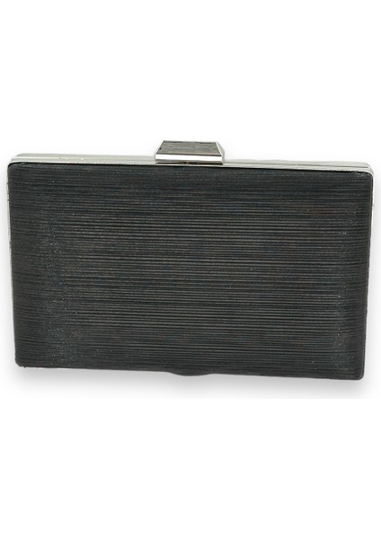 Siyah Renk Ithal Lazer Desenli Çizgili Abiye Gece Çantası Nişan Düğün Davet Balo