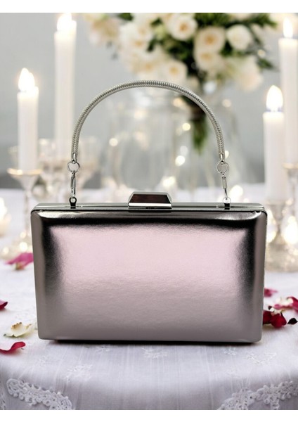 Antrasit Gri Platin Renk Cilt Deri Mat Deri Abiye Çanta Gece Çantası Nişan Düğün Çantası fiyatları