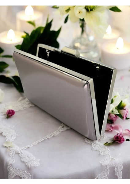 Antrasit Gri Platin Renk Cilt Deri Mat Deri Abiye Çanta Gece Çantası Nişan Düğün Çantası modelleri