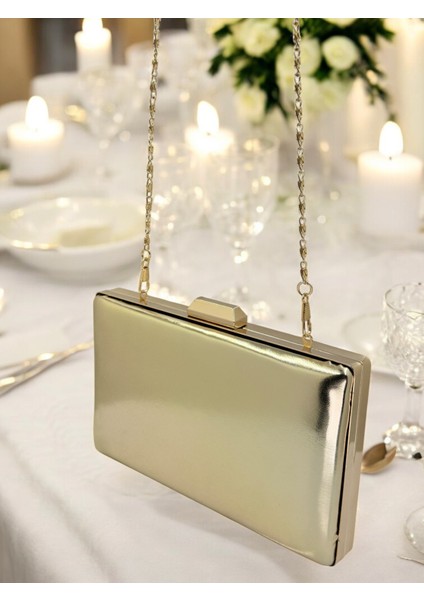 Altın Gold Dore Renk Cilt Deri Mat Deri Abiye Çanta Gece Çantası Nişan Düğün Çantası indirimleri