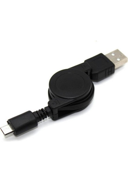 USB - Micro USB Şarj ve Veri Kablosu, Makaralı 80 Cm, Siyah modelleri
