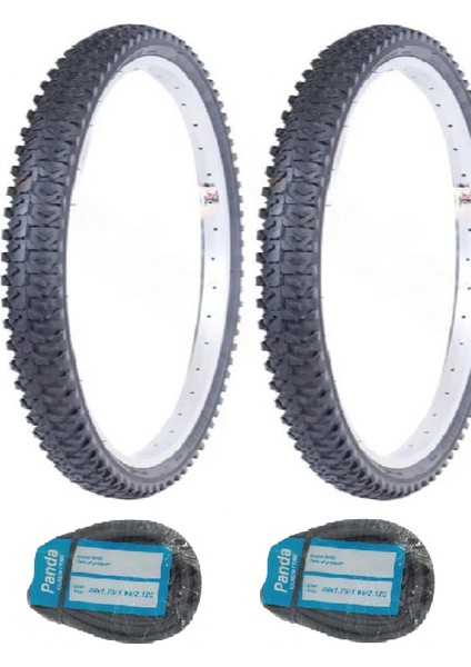 26 Jant 26X1.95 D2630 Bisiklet Dış Lastiği Siyah x 2 Adet + Panda Iç Lastik Seti