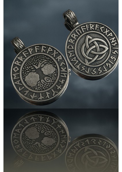 Paslanmaz Çelik 2’li Viking Kolye Seti – Valknut ve Savaşçı Sembolü Erkek Kolye modelleri