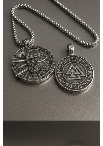Paslanmaz Çelik 2’li Viking Kolye Seti – Valknut ve Savaşçı Sembolü Erkek Kolye fırsatları