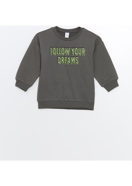 Yeni Sezon Bisiklet Yaka Baskılı Erkek Bebek Sweatshirt
