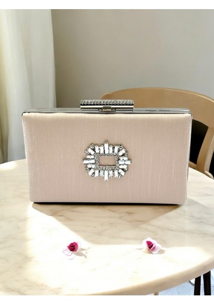 Ten Nude Renk El Izi Yapmayan Simli Saten Kristal Taşlı Kadın Abiye Çanta Düğün Nişan fiyatları