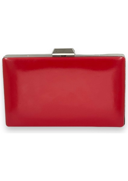 Kırmızı Renk Cilt Deri Mat Deri Abiye Çanta Gece Çantası Düğün Nişan Kına