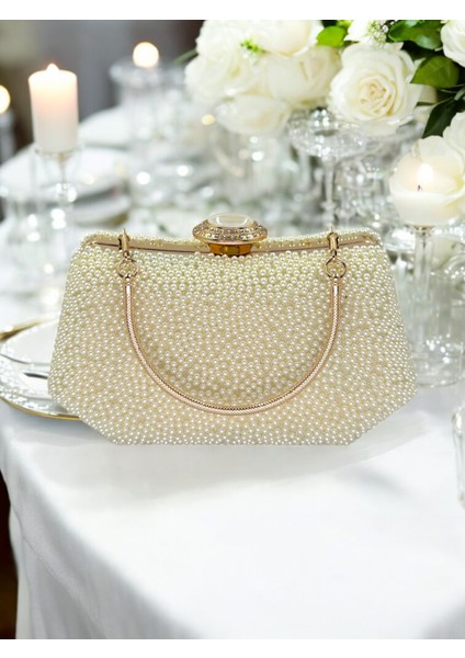 Incili Abiye Çanta Sedef Renk Gelin Çantası Abiye Çanta Gece Çantası Portföy Clutch fırsatları
