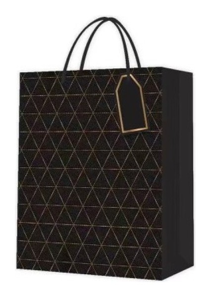 Siyah Desenli Büyük Boy Karton Çanta