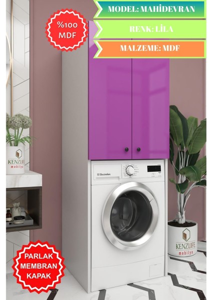 Kenzlife Membran Çamaşır-Kurutma-Bulaşık Makinesi Dolabı Mahidevran Llabyz Düz 180*70*60 Mebran Kapak Mdf Gövde