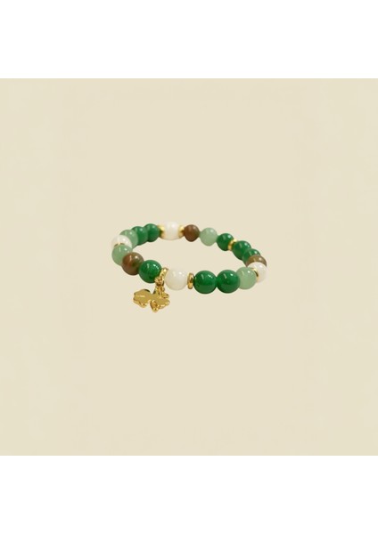 Doğal Taşlı Dört Yapraklı Yonca Charm Bileklik – Yeşim, Akik ve Aventurin fiyatları
