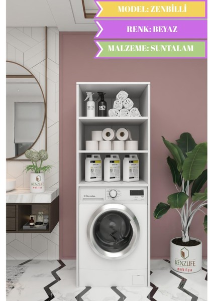 Kenzlife Çamaşır-Kurutma-Bulaşık Makinesi Dolabı Zenbilli Byz 180*70*60 Suntalam Banyo